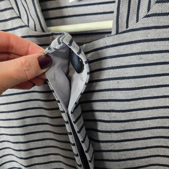 CAbi Size M Dappled Stripe Car Coat Gray/Navy Button Front Pockets Stret… - Picture 5 of 10